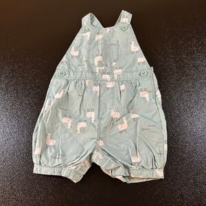 Carters Baby Romper Overalls Llama Print‎ Cotton Outfit Summer Blue Toddler 12 M